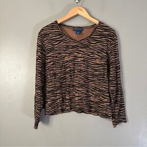 Karen Scott Brown Tiger Print Women's Top